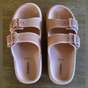 Cushionaire Two Band Cloud Slide Dusty Pink size 10 women